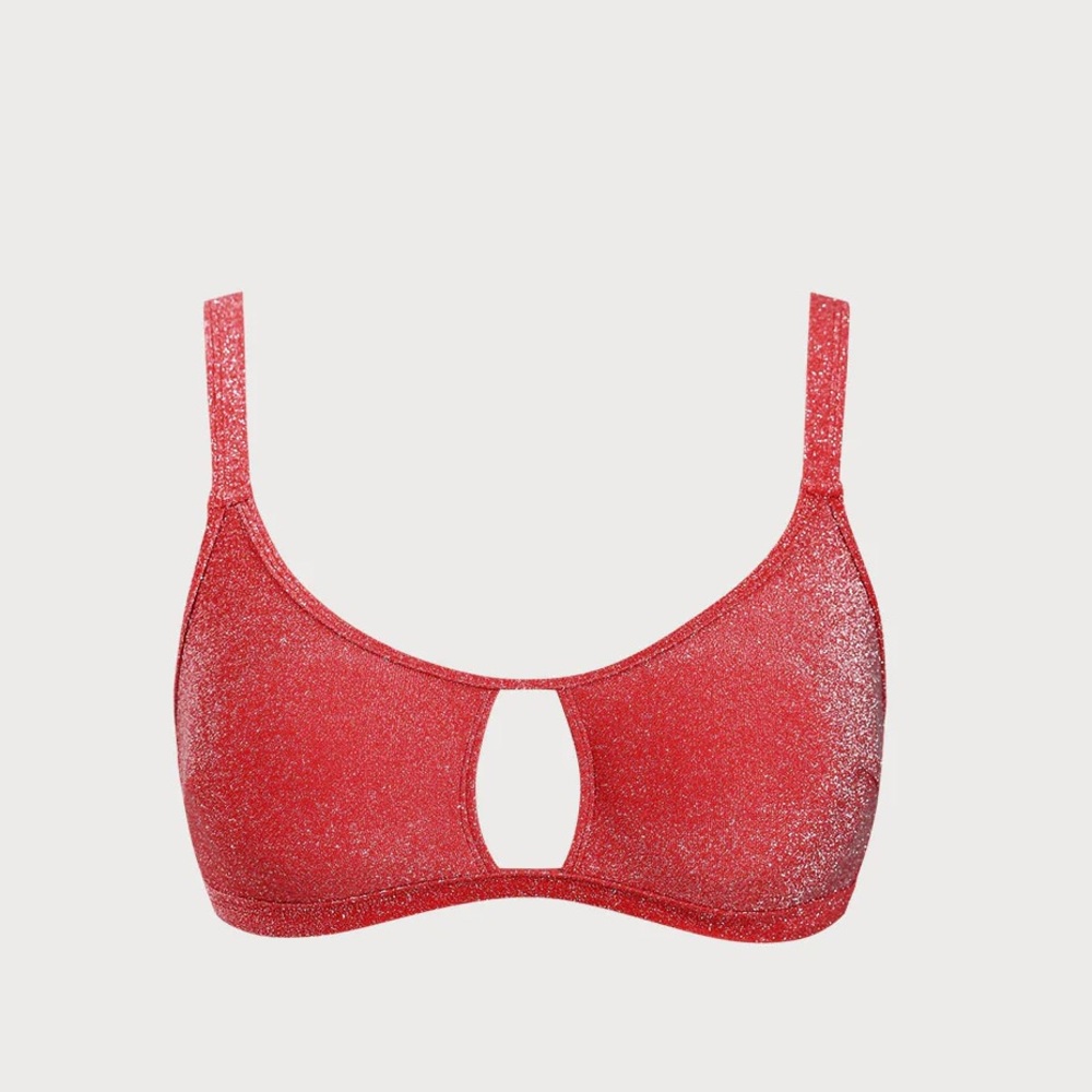 Berlook Red Lurex Cut Out Plus Size Bikini Top And Bottom - Picture 5 of 10